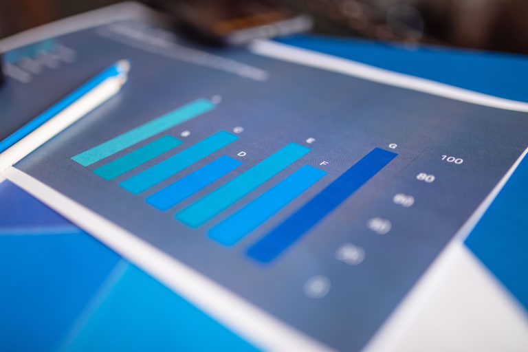 Financial charts showing growth and investment trends