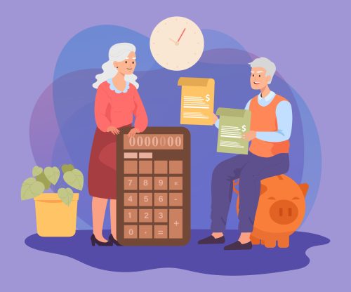 Retirement plan strategy for senior people vector illustration