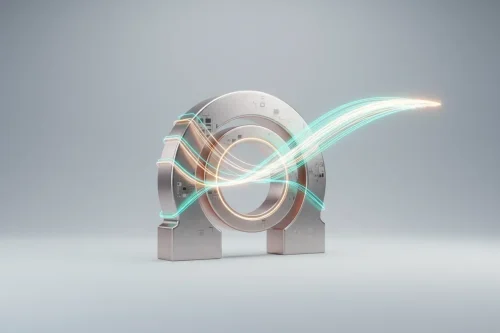 Luminous fintech API hub with a bright connected path ahead, symbolizing financial integration and competitive advantage.